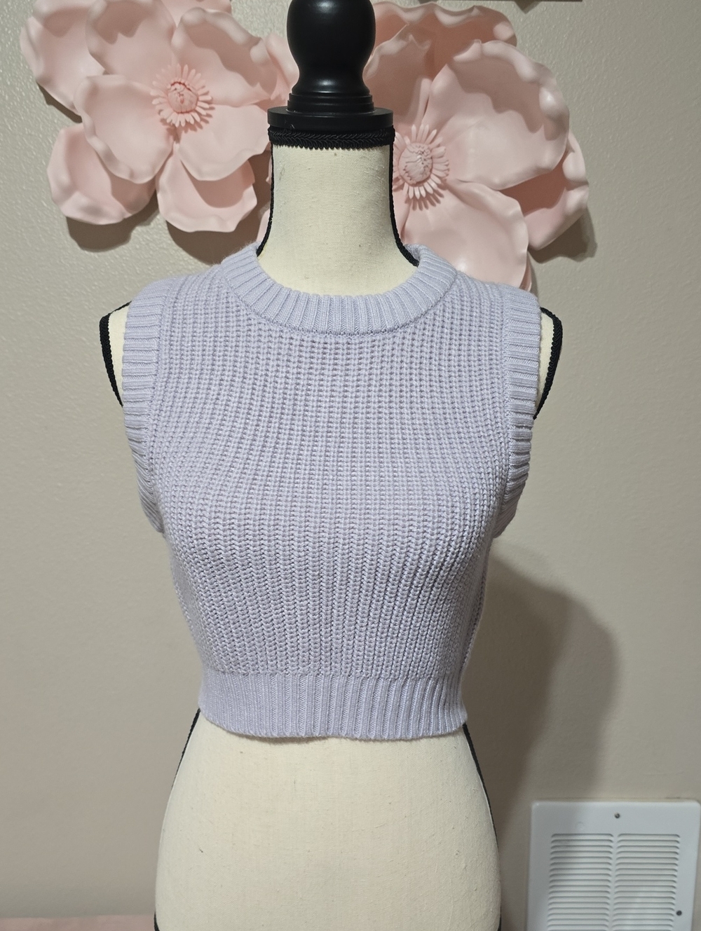 H&M Ribbed Sleeveless Crop Top - Light Lavender